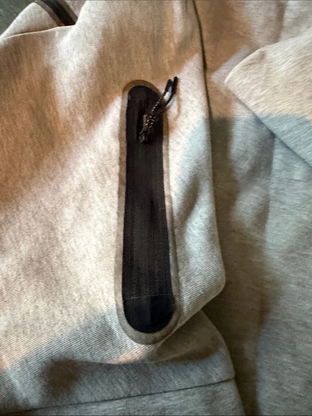 Nike Light Gray Full-Zip Hooded Sweatshirt with Black Trim